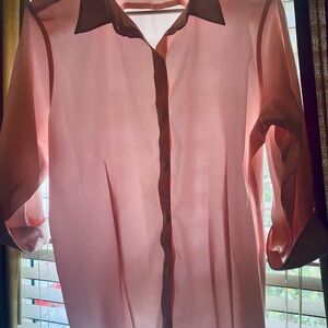 LL Bean No Iron Women's Pink Button-Up Blouse